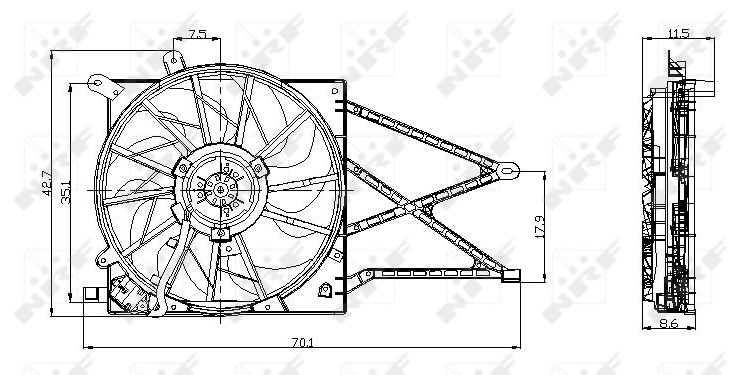 1341299 Volvo Difusor do radiador de esfriamento, montado com motor e roda de aletas