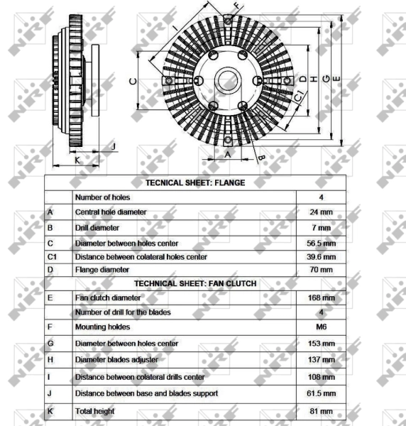  Acoplamento viscoso de ventilador de esfriamento Mitsubishi L 200 III pick-up (K60, K70) (1996 - 2007) III