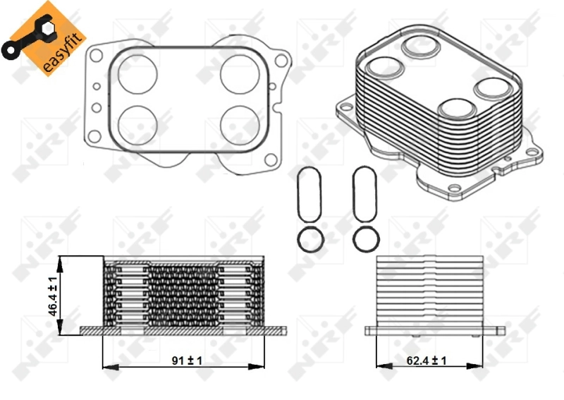 Radiador de óleo (frigorífico), debaixo de filtro NRF 31338