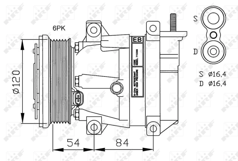  Compressor de aparelho de ar condicionado Chevrolet Lacetti sedan (J200) (2003 - 2013) 