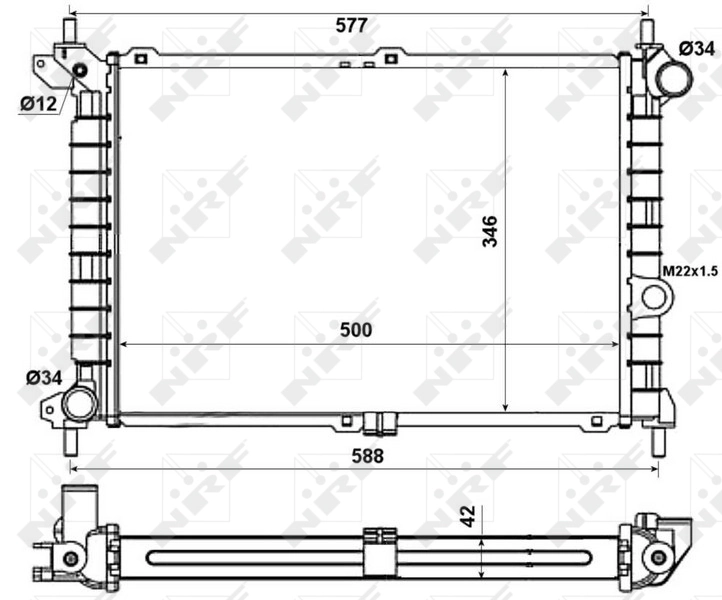 Radiador de esfriamento de motor 52142 NRF