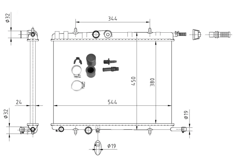 Radiador de esfriamento de motor NRF 53424A