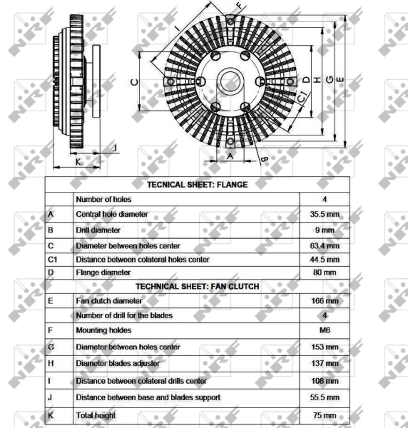 Acoplamento viscoso de ventilador de esfriamento 49528 NRF