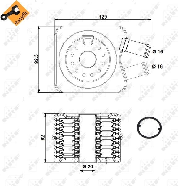 Radiador de óleo (frigorífico), debaixo de filtro NRF 31306
