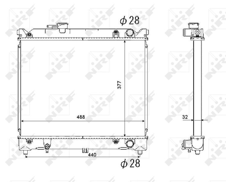 Radiador de esfriamento de motor 53566 NRF
