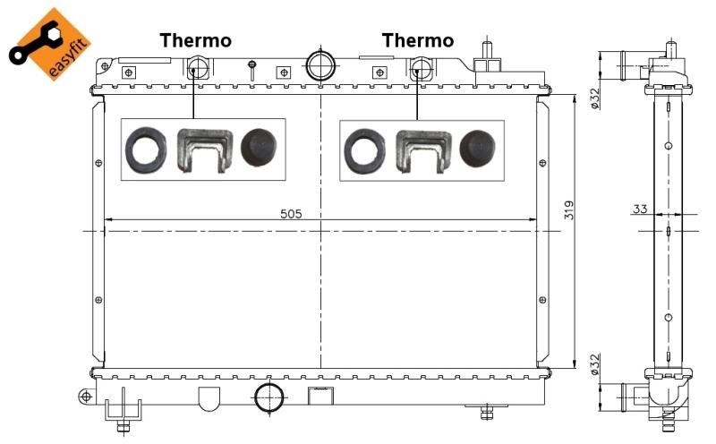 Radiador de esfriamento de motor GRD933 Land Rover