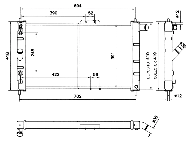 52056 NRF Radiador de esfriamento de motor