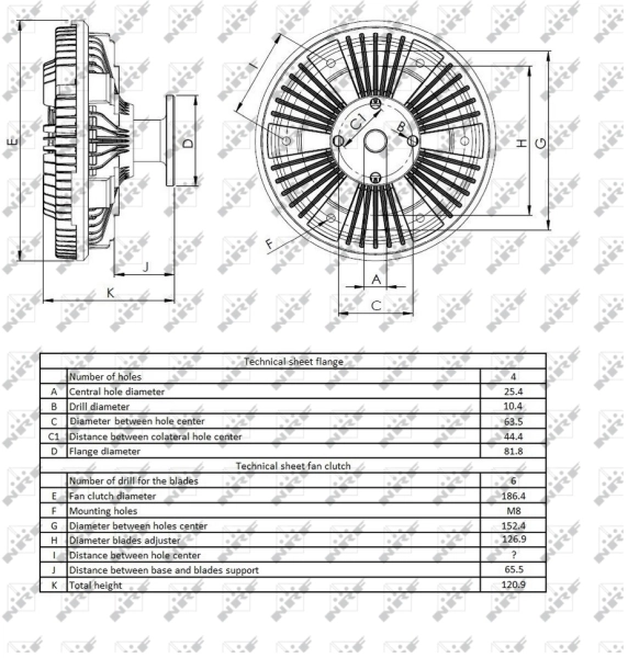 Acoplamento viscoso de ventilador de esfriamento 49415 NRF