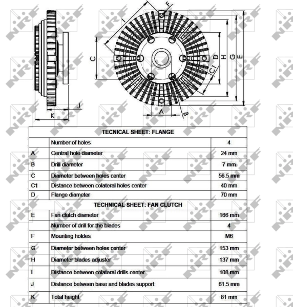Acoplamento viscoso de ventilador de esfriamento 49527 NRF