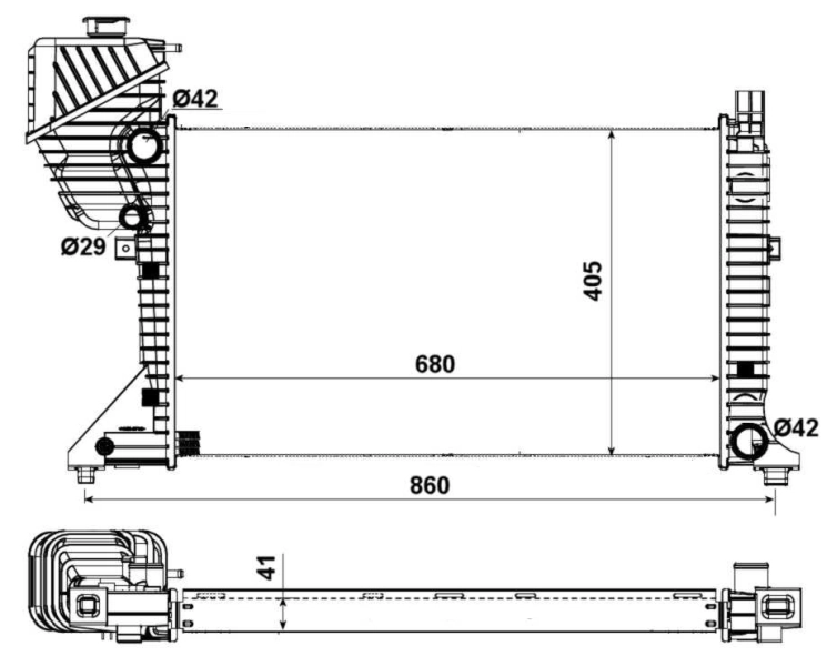 Radiador de esfriamento de motor A9015003800 Mercedes