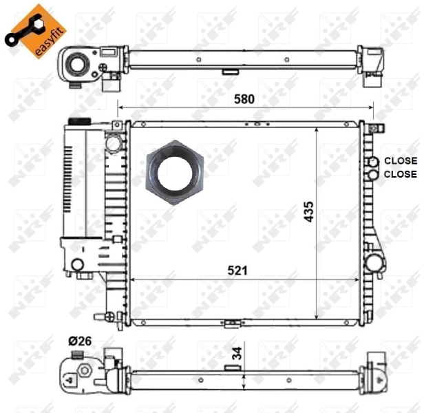 Radiador de esfriamento de motor 58247 NRF