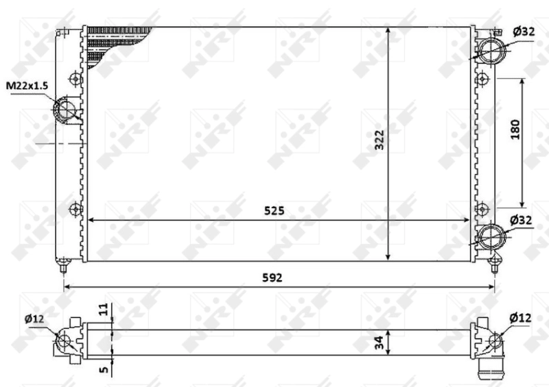 Radiador de esfriamento de motor 529501 NRF