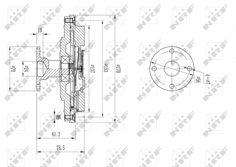  Acoplamento viscoso de ventilador de esfriamento Mitsubishi Montero SPORT SUV (K8, K9) (2000 - 2004) SPORT