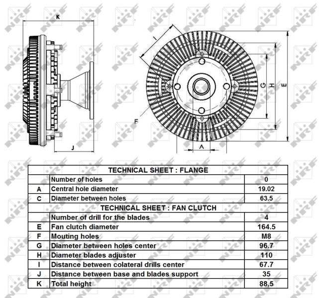 Acoplamento viscoso de ventilador de esfriamento 3783123M1 Massey Ferguson
