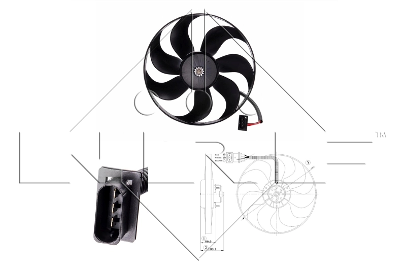 Ventilador elétrico de esfriamento montado (motor + roda de aletas) ERA Benelux 352034