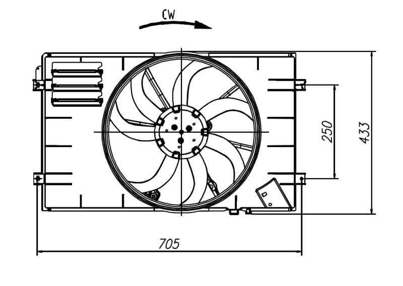 Ventilador elétrico de esfriamento montado (motor + roda de aletas) esquerdo 47927 NRF