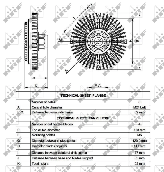 Acoplamento viscoso de ventilador de esfriamento 49516 NRF