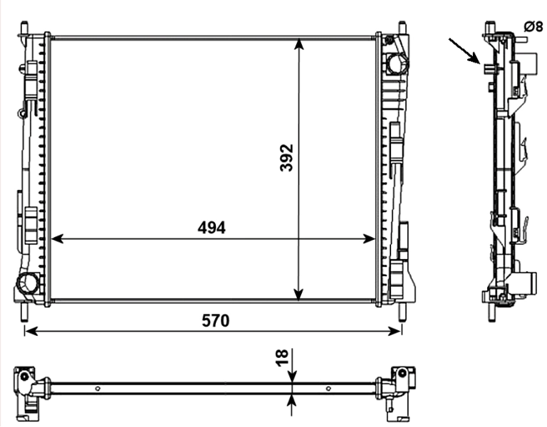 600108A2 Polcar Radiador de esfriamento de motor