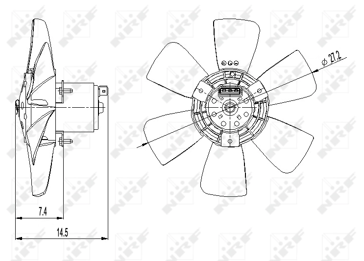 Ventilador elétrico de esfriamento montado (motor + roda de aletas) direito Bosch 0130107263