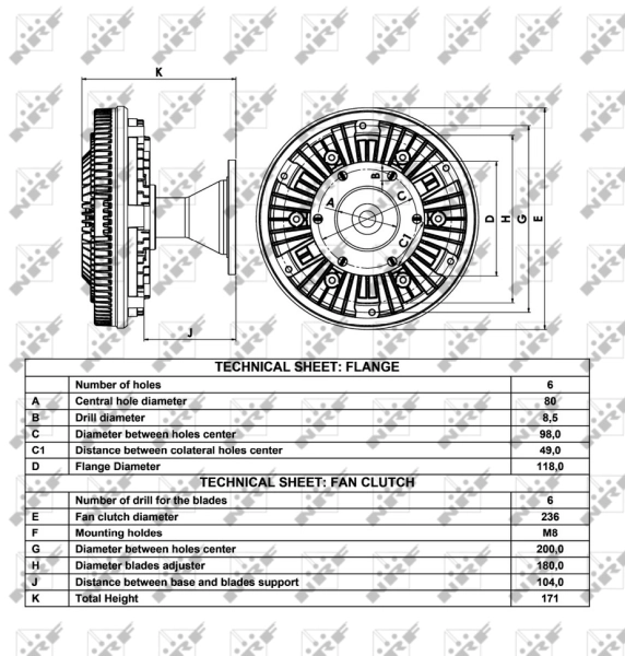 Acoplamento viscoso de ventilador de esfriamento NRF 49041
