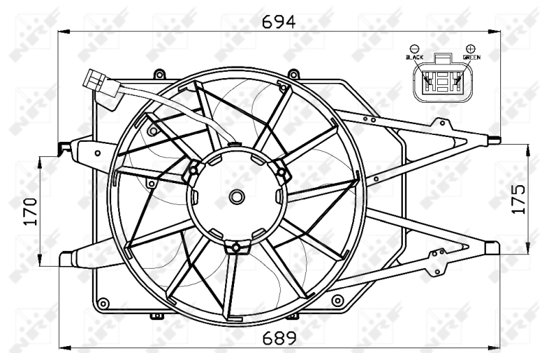 Difusor do radiador de esfriamento, montado com motor e roda de aletas NRF 47475 preço, a partir de 175,37 USD