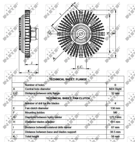 Acoplamento viscoso de ventilador de esfriamento 49519 NRF
