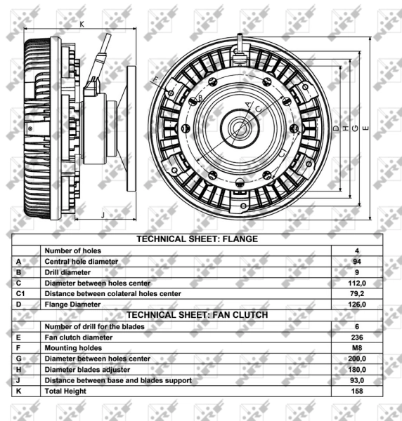 Acoplamento viscoso de ventilador de esfriamento NRF 49025