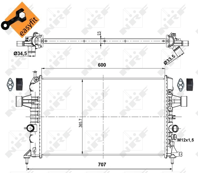 Radiador de esfriamento de motor 53000 NRF
