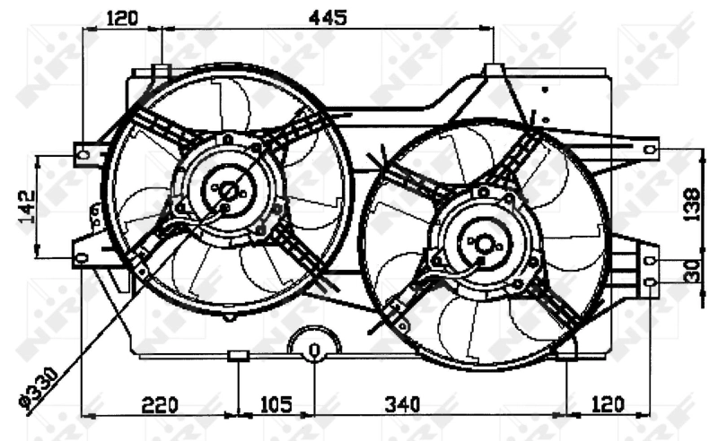 Ventilador elétrico de esfriamento montado (motor + roda de aletas) para Chrysler Voyager 