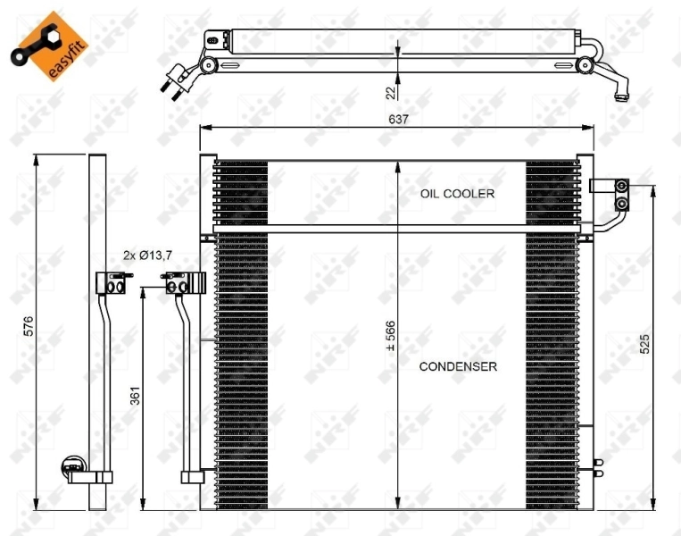 Radiador de aparelho de ar condicionado para Mercedes ML/GLE  W166