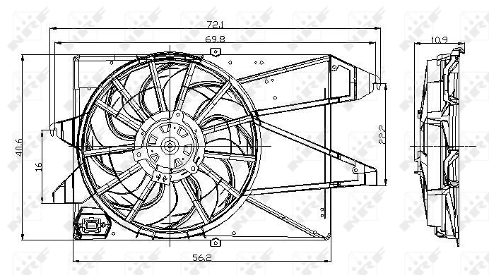 Ventilador elétrico de esfriamento montado (motor + roda de aletas) Ford Mondeo III B4Y