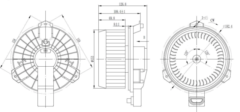 Motor de ventilador de forno (de aquecedor de salão) 34523 NRF
