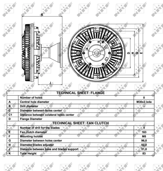 Acoplamento viscoso de ventilador de esfriamento NRF 49051