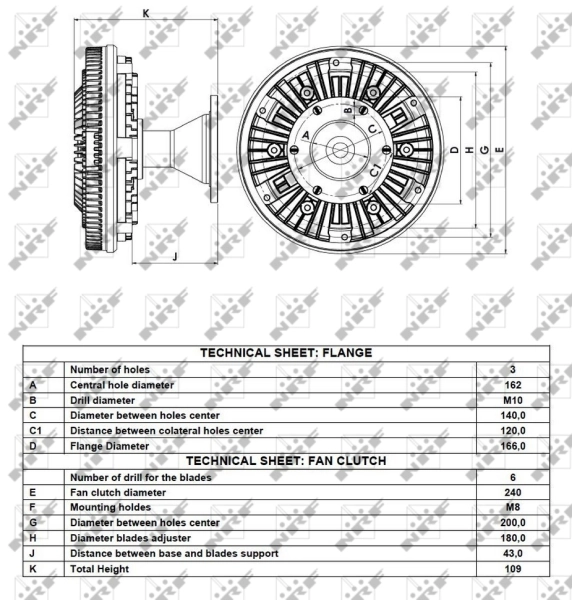 Acoplamento viscoso de ventilador de esfriamento NRF 49112