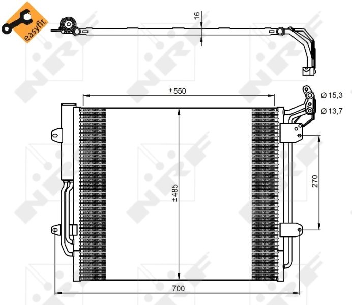 350054 NRF Radiador de aparelho de ar condicionado