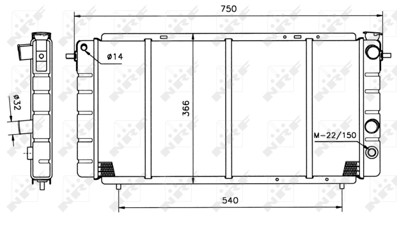 Radiador de esfriamento de motor 7700786117 Renault (RVI)