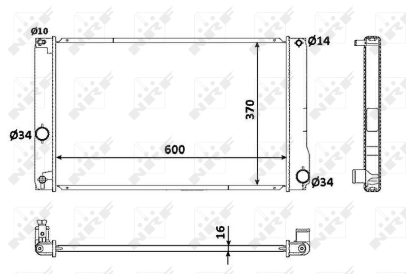 Radiador de esfriamento de motor 53926 NRF