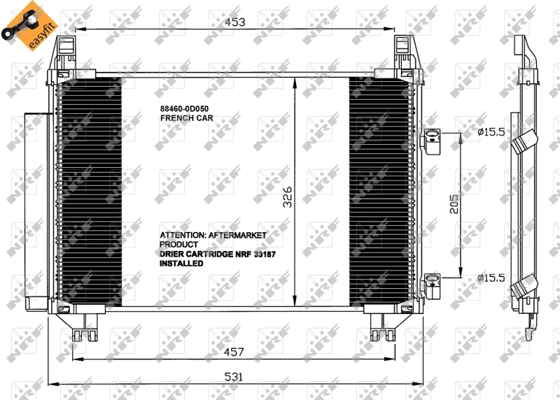 Radiador de aparelho de ar condicionado para Toyota Yaris  SP90