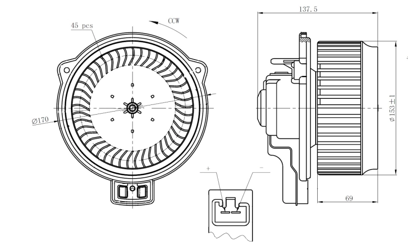 Motor de ventilador de forno (de aquecedor de salão) 3837NU1 Polcar