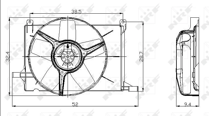 47009 NRF Difusor do radiador de esfriamento, montado com motor e roda de aletas