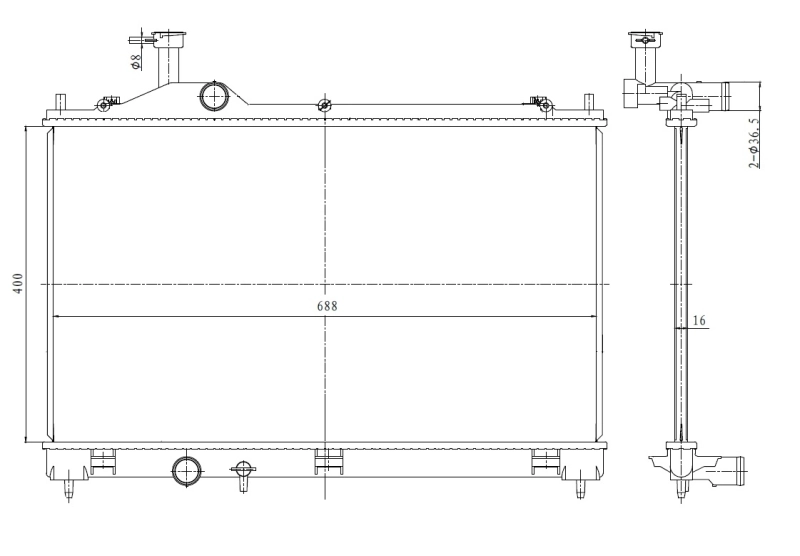 Radiador de esfriamento de motor para Mitsubishi Outlander GF, GG