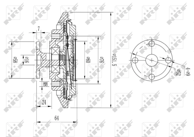 Acoplamento viscoso de ventilador de esfriamento Mercedes E  T123