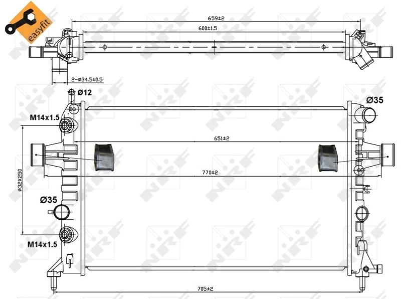 Radiador de esfriamento de motor 50562 NRF