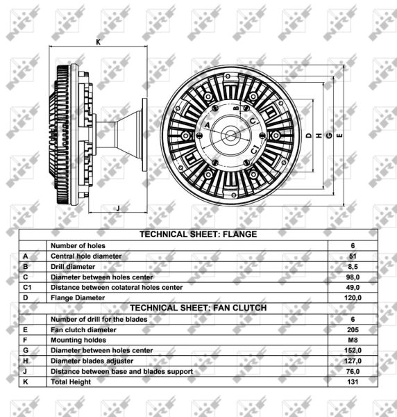 Acoplamento viscoso de ventilador de esfriamento 49052 NRF