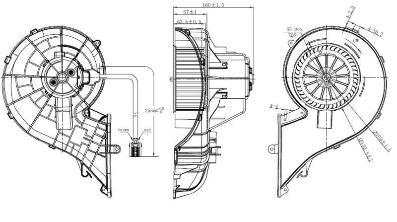 Motor de ventilador de forno (de aquecedor de salão) 34353 NRF