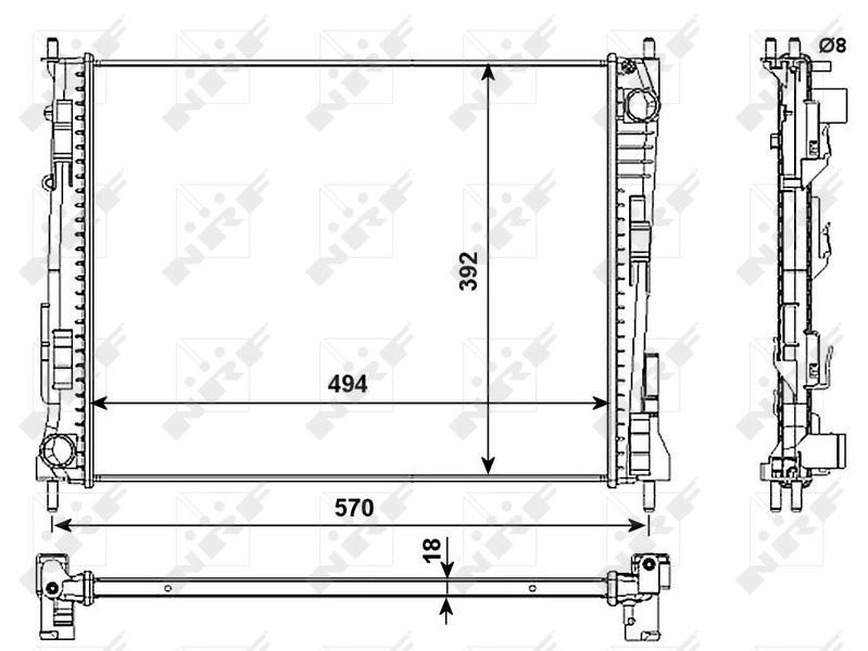 Radiador de esfriamento de motor 53991 NRF