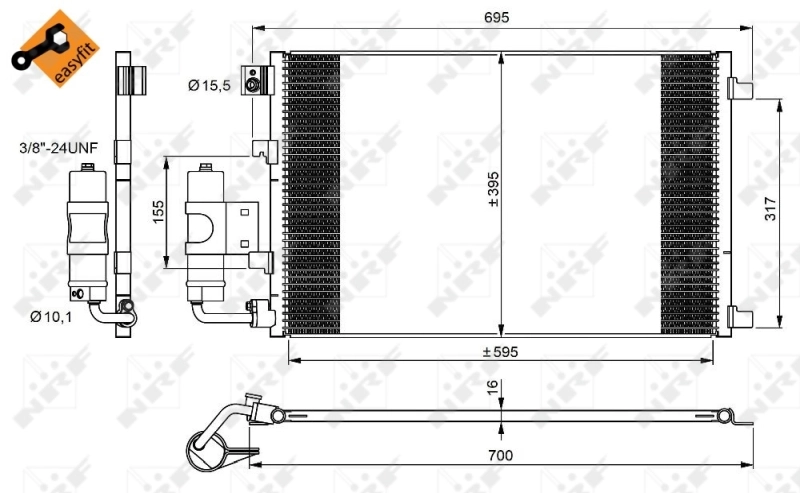Radiador de aparelho de ar condicionado 350042 NRF