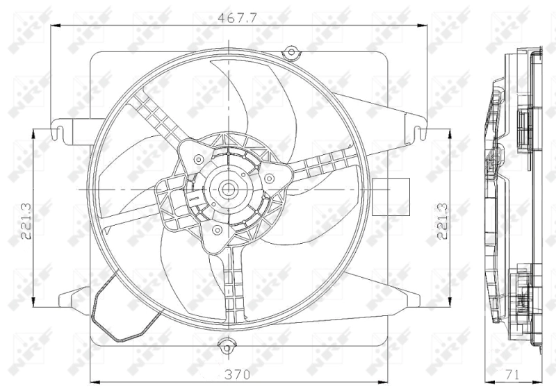 47259 NRF Difusor do radiador de esfriamento, montado com motor e roda de aletas