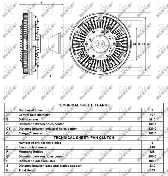 Acoplamento viscoso de ventilador de esfriamento NRF 49082