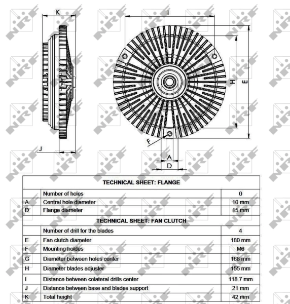 Acoplamento viscoso de ventilador de esfriamento 49537 NRF